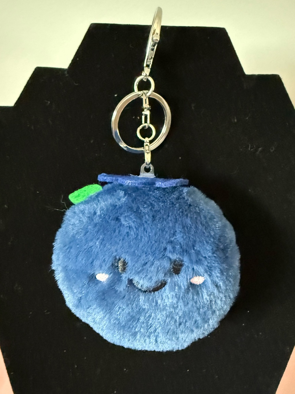 Fuzzy Blueberry Bag Charm - Dark Blue